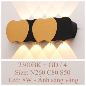 Đèn vách LED 2300BK+GD/4 Kazu